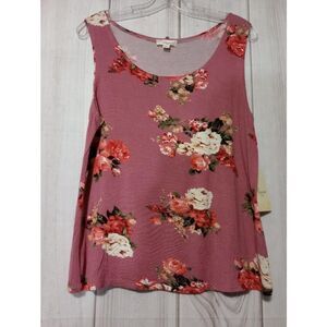 Misia Shirt Ladies Medium Pink Floral Tank Top Sleeveless